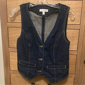 LOFT Petite Denim V Neck Button Up Vest